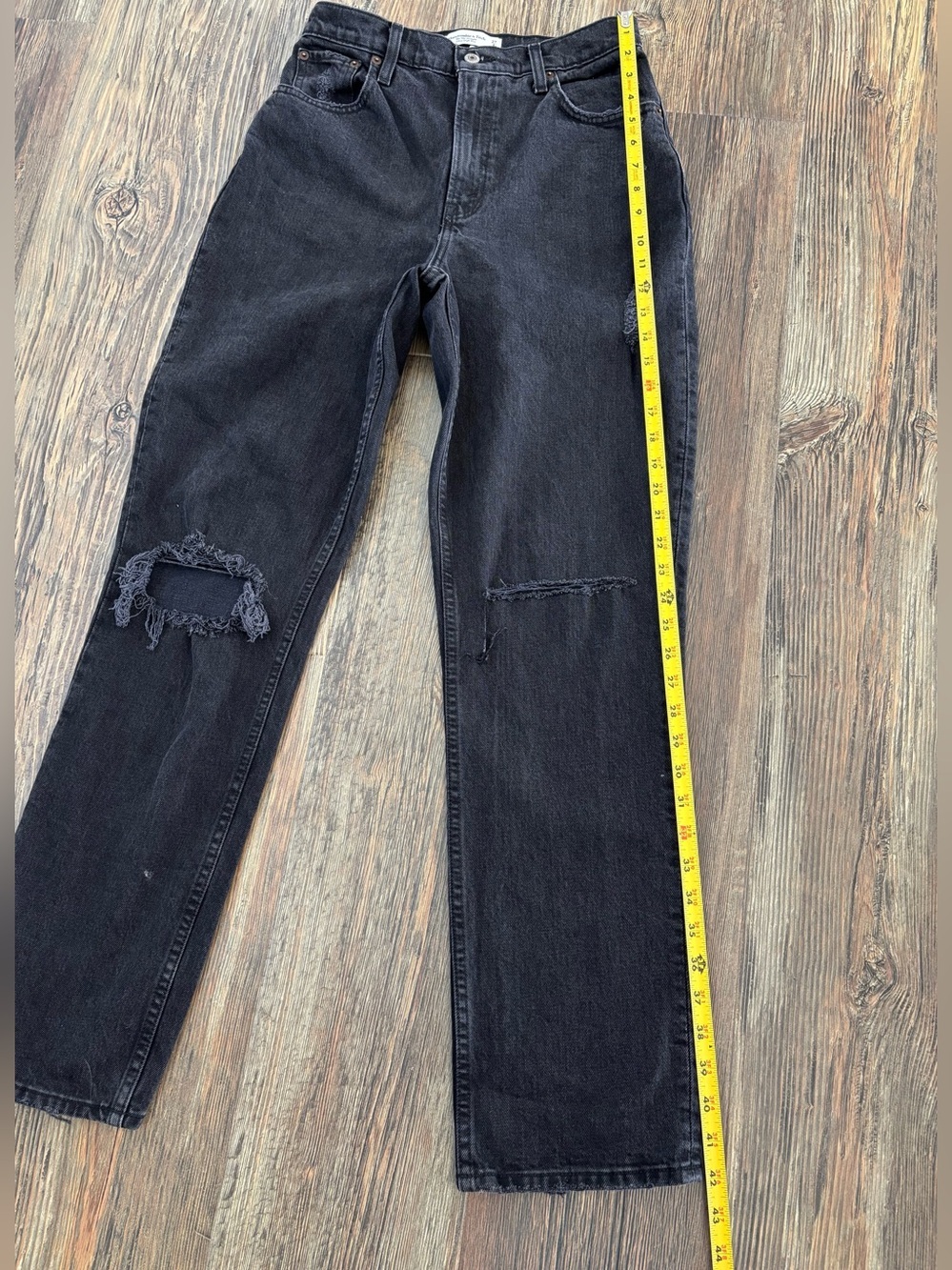 Abercrombie & Fitch 90’s Straight Ultra High Rise Curve Love Black Jeans 27/4R - Picture 6 of 14